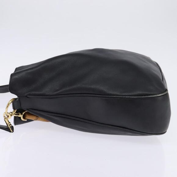 GUCCI Bamboo Hand Bag Leather Black Gold 001 2852 1577 0 - Picture 5 of 12